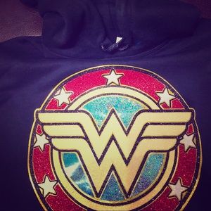 Glitter rocstar wonderwoman hoodie